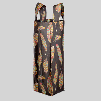 wine bag printed with feather pattern